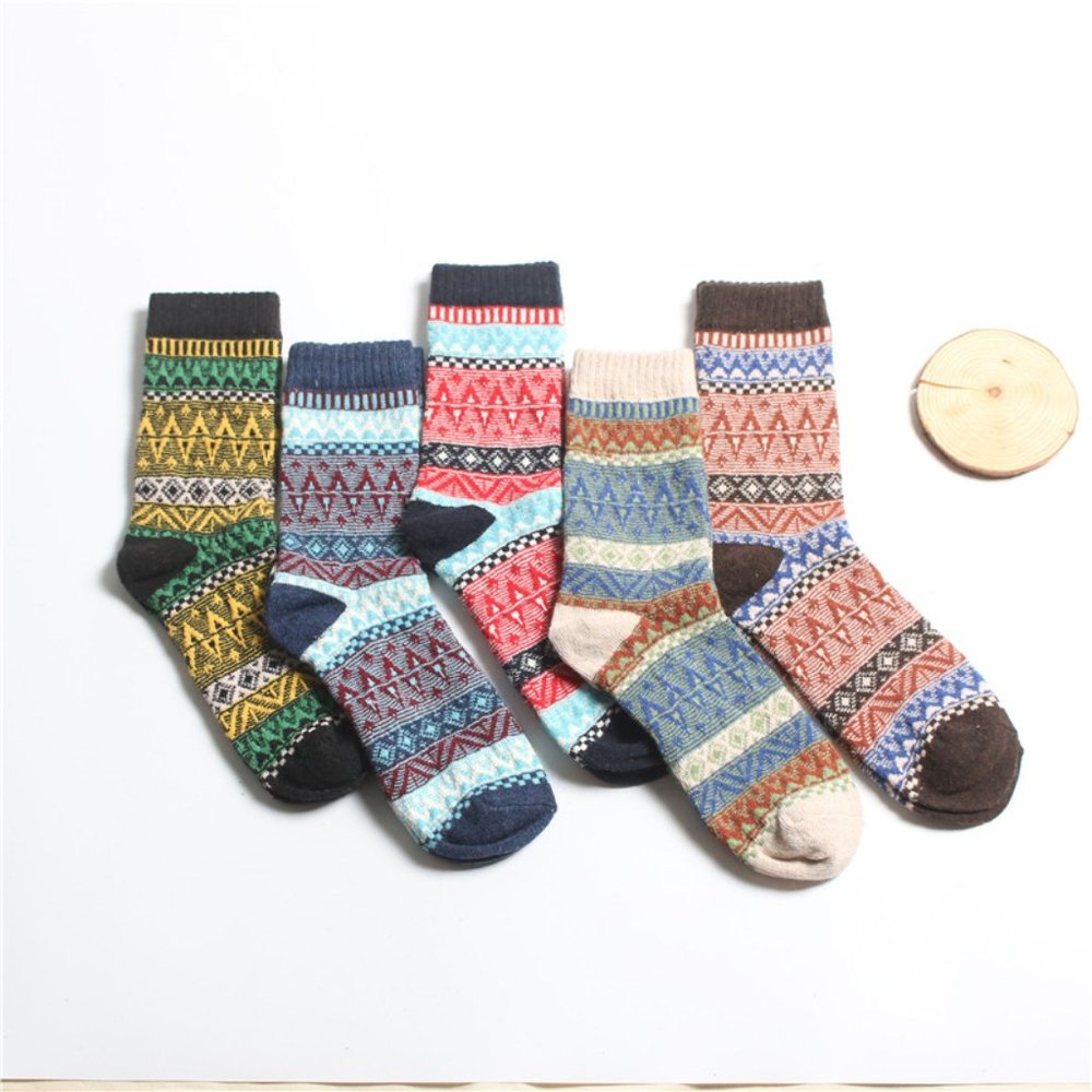 ✨✨BRAND NEW 5 Pairs Men's Vintage Cony Hair Crew Socks - Picture 7 of 7